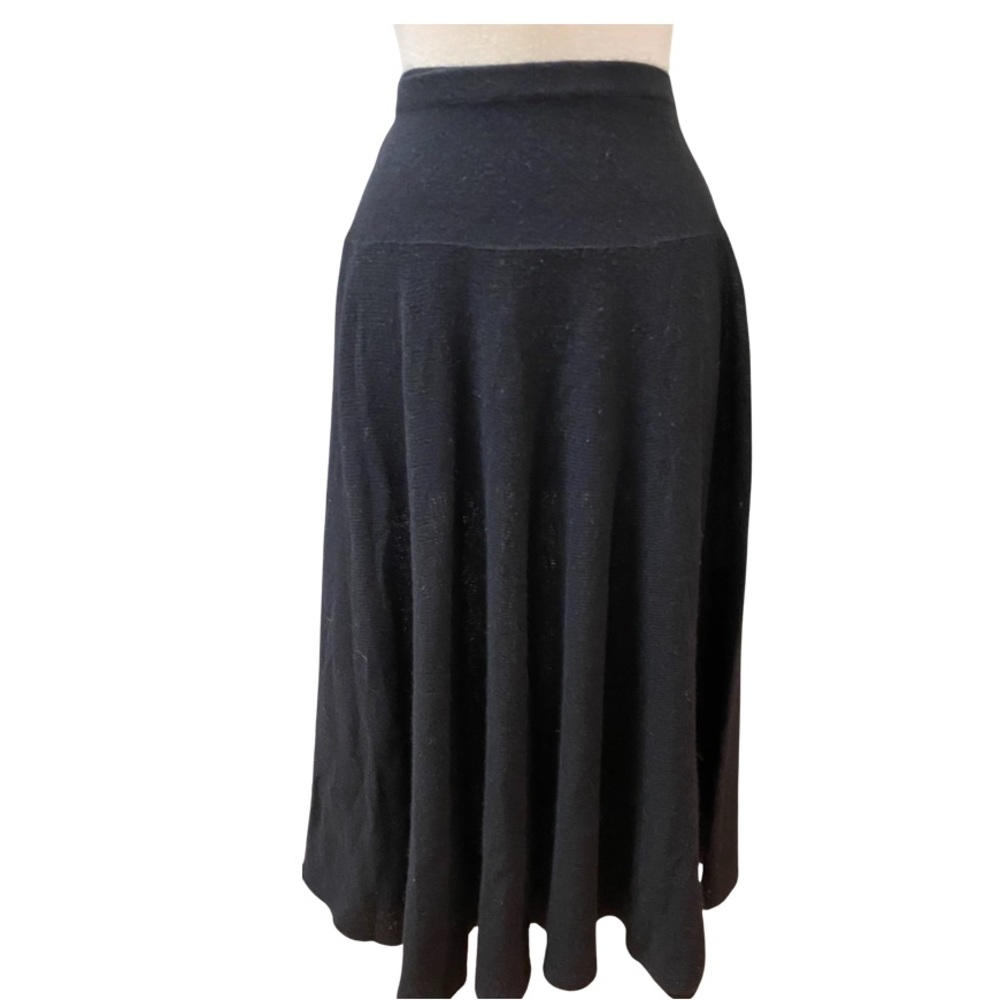 Vtg 70’s KRIZIA Maglia Italy Black Angora Wool Skirt Size 46/12